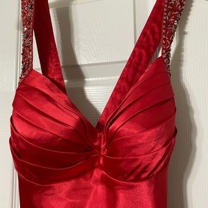 Red Cross back beaded prom dress by Blondie Nites by Stacy Solar size 11